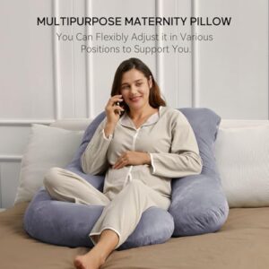 Momcozy Pregnancy Pillows for Sleeping, U Shaped Full Body Maternity Pillow with Removable Cover - Support for Back, Legs, Belly, HIPS for Pregnant Women, 57 Inch Pregnancy Pillow for Women, Grey - Image 8