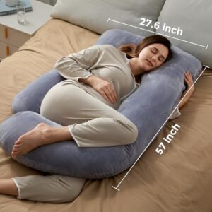 Momcozy Pregnancy Pillows for Sleeping, U Shaped Full Body Maternity Pillow with Removable Cover - Support for Back, Legs, Belly, HIPS for Pregnant Women, 57 Inch Pregnancy Pillow for Women, Grey - Image 7