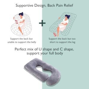 Momcozy Pregnancy Pillows for Sleeping, U Shaped Full Body Maternity Pillow with Removable Cover - Support for Back, Legs, Belly, HIPS for Pregnant Women, 57 Inch Pregnancy Pillow for Women, Grey - Image 6