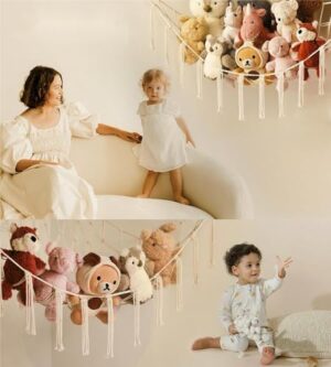 Stuffed Animal Storage Hammock or Net Corner - Large Toy Hammock Net for Stuffed Animals Room Decor - Cute Stuff Animal Organizer Holder for Plush Plushie - Kids Baby Nursery Wall Bedroom Home Decor - Image 2