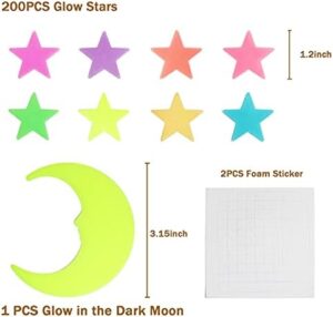 Glow in The Dark Stars Stickers for Ceiling, Adhesive 200pcs 3D Glowing Stars and Moon for Kids Bedroom,Luminous Stars Stickers Create a Realistic Starry Sky,Room Decor,Wall Stickers - Image 2