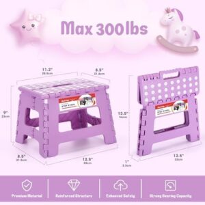 ACSTEP 9 Inch Folding Step Stool 300 LB Capacity Plastic Foldable Step Stools for Kids and Adults, Folding Stool Suitable for Kitchen, Stepping Stool with Handle Light Purple Small Step Stool 1PC - Image 4