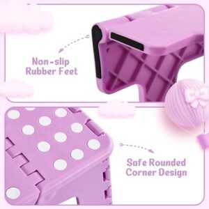 ACSTEP 9 Inch Folding Step Stool 300 LB Capacity Plastic Foldable Step Stools for Kids and Adults, Folding Stool Suitable for Kitchen, Stepping Stool with Handle Light Purple Small Step Stool 1PC - Image 6