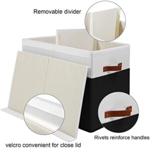 Large Toy Storage Box with Lid, Sturdy Toys Storage Chest Bin Organizer Basket with Dividers for Kids, Boys, Girls, Nursery, Closet, Bedroom, Playroom 25"x13" x16" (Black and White) - Image 3