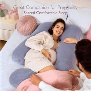 Momcozy Pregnancy Pillows for Sleeping, U Shaped Full Body Maternity Pillow with Removable Cover - Support for Back, Legs, Belly, HIPS for Pregnant Women, 57 Inch Pregnancy Pillow for Women, Grey - Image 3