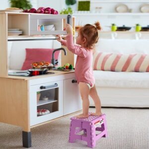 ACSTEP 9 Inch Folding Step Stool 300 LB Capacity Plastic Foldable Step Stools for Kids and Adults, Folding Stool Suitable for Kitchen, Stepping Stool with Handle Light Purple Small Step Stool 1PC - Image 9