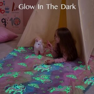 Joiedomi Glow in The Dark Blanket - Unicorns Gifts for Girls Age 2 3 4 5 6 7 8 9 10 11 12 Year Old - Soft Cozy Flannel Kids Throw Blanket - Birthday Bedroom Decor 50"×60" - Image 2