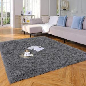 Ophanie Upgrade 4x6 Rugs for Bedroom, Grey, Fluffy Shaggy Soft Area Rug, Gray Non-Slip Indoor Floor Carpet for Living Room, Kids Baby Boys Teen Dorm Home Decor Aesthetic, Nursery, Rug - Image 4