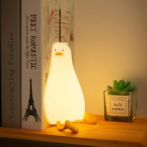 HAPPYBAG LED Lying Flat Duck Night Light, 3 Level Dimmable Nursery Nightlight,Cute Lamps Silicone Squishy Light Up Duck,Rechargeable Bedside Touch Lamp for Breastfeeding Toddler Baby Kids Decor - Image 3