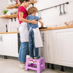 ACSTEP 9 Inch Folding Step Stool 300 LB Capacity Plastic Foldable Step Stools for Kids and Adults, Folding Stool Suitable for Kitchen, Stepping Stool with Handle Light Purple Small Step Stool 1PC - Image 8