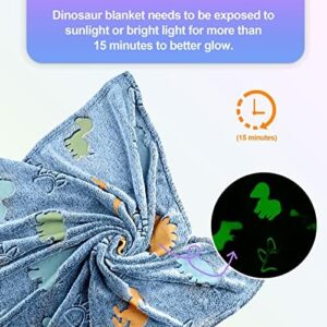 Dinosaur Blanket for Boys, Glow in The Dark Blanket for Kids, Toddler Blanket, Dinosaur Gifts for Boys, Soft Fleece Blanket Throw, Birthday Gifts 40"x60" - Image 3