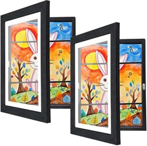 [2-Pack] Kids Artwork Frames Changeable, 8.5 x 11-IN Frames for Kids Artwork, Front Opening Picture Frames, Home Decor, Up to 150 Pcs of Kids Art Frame, Craft Storage, Hanging Wall Decor, Art