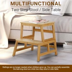 COSYLAND Kids Kitchen Step Stool，Toddler Standing Tower with CPC Certification, Removable Anti-Drop Railing Safety Rail Enjoys Unique Patented Design A Anti-tip Structure More Stable, Natural Bamboo - Image 8