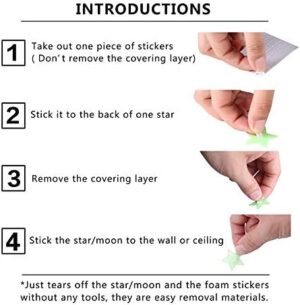 Glow in The Dark Stars Stickers for Ceiling, Adhesive 200pcs 3D Glowing Stars and Moon for Kids Bedroom,Luminous Stars Stickers Create a Realistic Starry Sky,Room Decor,Wall Stickers - Image 5