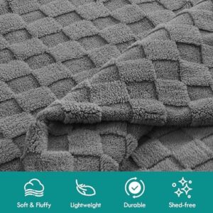 Kaisa Twin Blankets Throw 60"x80", Ultra Soft Cozy Bed Blankets for Couch Sofa Bed, 3D Checkered Blankets for Home Decor, Breathable Warm Lightweight Fall Blankets, Gifts for Girl Woman, Gray - Image 3