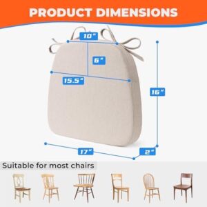 Chair Cushions for Dining Chairs, D-Shaped Seat Cushions with Removable Washable Cover and Ties, Chair Pads for Kitchen, Indoor Dining Room, Patio Chairs, 17'' x 16'', Set of 6, Beige - Image 2