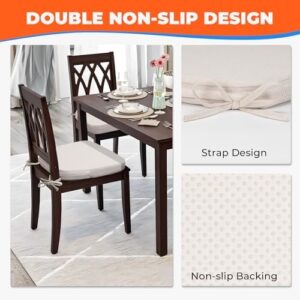 Chair Cushions for Dining Chairs, D-Shaped Seat Cushions with Removable Washable Cover and Ties, Chair Pads for Kitchen, Indoor Dining Room, Patio Chairs, 17'' x 16'', Set of 6, Beige - Image 7