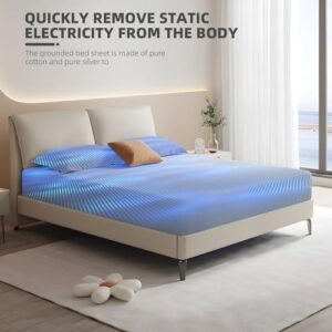 Grounding Sheet, 90% Organic Cotton+10% Pure Silver Organic Fitted Grounded Sheet for Improved Sleep, Pain Relief - Earth Connected Bedding (Gray, Twin XL (39.1 * 80.1 * 15 inch)) - Image 3