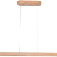 31.5" 18W 1-Light Wooden Led Linear Pendant Light Dimmable Led Ceiling Hanging Light Fixtures Modern Chandeliers for Dining Room Kitchen Island Lights Natural