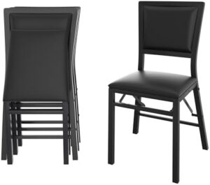 VECELO Folding Chairs Set of 4 with Cushion, Foldable Padded Seats with Heavy Duty Metal Frame for Kitchen/Dining/Living Room, No Assembly & Space Saving Design, Black - Image 8