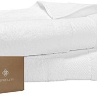 BIOWEAVES 100% Organic Cotton 700 GSM Plush Bath Towels 30" x 58" GOTS Certified - White, Pack of 2