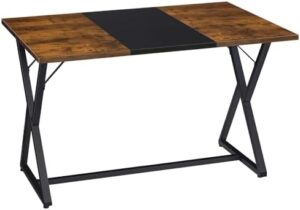 HOOBRO 47''Dining Table, Kitchen Dining Table for 4, Wooden Kitchen&Dining Room Table, Industrial Style Table, Rectangular Dining Table for Home, Kitchen, Office, Rustic Brown and Black BF16CZ01