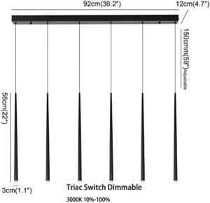 Modern Pendant for Kitchen Island, Linear Chandelier 6 Lights Cluster Bar for Dining Room, Black Warm White Dimmable - Image 7