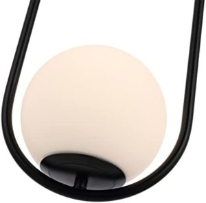 Modern Globe Pendant Light Mid Century Chandelier 1-Light Matte Black Ceiling Hanging Lighting Fixture with White Globe Glass Shade for Kitchen Island Dining Room Bedroom - Image 8