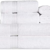 Superior Egyptian Cotton 6-Piece Towel Set, Bathroom Essentials, Towels For Bathroom, Apartment, Airbnb, Guest Bath, Face, Hand, Bath Towels, Washcloths, Absorbent, Fast Drying, White