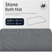 Stone Bath Mat Diatomaceous Earth Shower Mat Non-Slip Super Absorbent Diatomite Stone Mats for Bathroom Floor Quick-Drying Easy to Clean (24''*16'' Grey)