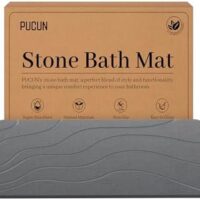 Stone Bath Mat Diatomaceous Earth Non-Slip Shower Mat,Quick Drying Diatomite Bath Stone Mat for Bathroom Floor -Super Absorbent,Natural, Easy to Clean(24×16" Grey)