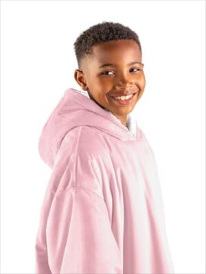 Bare Home Wearable Blanket B-Cozy Hoodie - Soft Plush Sherpa - Warm and Cozy - Oversized Wearable Blanket - Adult & Kid Sizes - Image 7