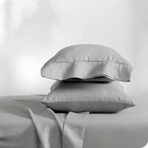 King Size Bedding Set | 4 Piece Bed Sheet Set | Easy Fit Deep Pockets Elastic Sheet with Flat Sheet & Pillowcases| Extra Soft & Wrinkle Free Sheets | Shrinkage & Fade Resistant [Light Dray] - Image 4