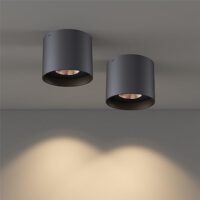 Ceiling Light Fixture, Flush Mount Ceiling Lights LED Dimmable Cylinder Ceiling Light Spot Light for Living Room Hallway Kitchen Dining Room Foyer 3000K 14.5W (Black) 2-Pack
