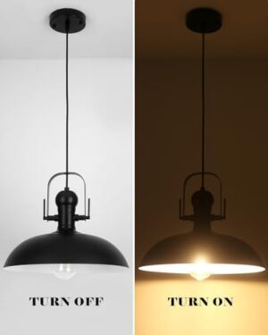 Black Pendant Lights Kitchen Island 2 Pack, Dome Pendant Light 13.8" W, Black Farmhouse Pendant Light for Kitchen Barn Hallway Porch Dining Room - Image 9