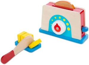 Melissa & Doug Bread and Butter Toaster Set (9 pcs) - Wooden Play Food and Kitchen Accessories - Image 9