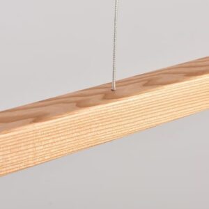 31.5" 18W 1-Light Wooden Led Linear Pendant Light Dimmable Led Ceiling Hanging Light Fixtures Modern Chandeliers for Dining Room Kitchen Island Lights Natural - Image 8