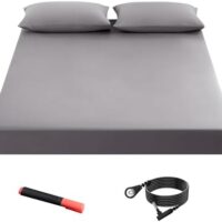 Grounding Sheet, 90% Organic Cotton+10% Pure Silver Organic Fitted Grounded Sheet for Improved Sleep, Pain Relief - Earth Connected Bedding (Gray, Full XL(75 * 54 * 15inch))