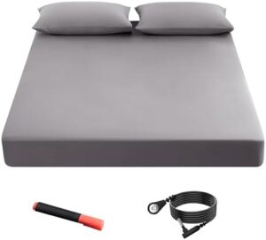 Grounding Sheet, 90% Organic Cotton+10% Pure Silver Organic Fitted Grounded Sheet for Improved Sleep, Pain Relief - Earth Connected Bedding (Gray, Full XL(75 * 54 * 15inch))
