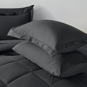 CozyLux Queen Comforter Set Dark Grey - Bed in a Bag Queen Size 7 Pieces, Luxury Soft Bed Set for All Seasons, Bedding Set with Down Alternative Comforter, Sheets, Pillowcases & Shams - Image 9