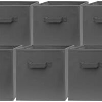 Pomatree 13x13x13 Inch Storage Cubes - 6 Pack - Large Storage Bins | Dual Handles | Foldable Cube Baskets for Home, Kids Room, Closet and Toys Organization | Fabric Cube Bin (Dark Grey - 6 pack)
