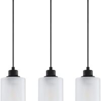 3 Pack 1 Light Kitchen Island Pendant Light Industrial Farmhouse Fixture,Frosted Glass Black Finish for Bedroom Hallway Dining Room Entryway Kitchen Cafe Bar
