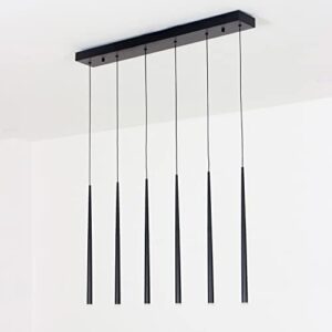 Modern Pendant for Kitchen Island, Linear Chandelier 6 Lights Cluster Bar for Dining Room, Black Warm White Dimmable - Image 5