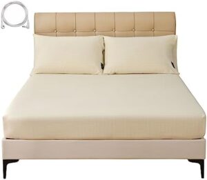 Grounding Sheets King Size Organic Cotton 90% Silver 10% – Silver Fiber Infused Conductive Bedding for Improved Sleep & Wellness (White, King - 76"x80"x15")
