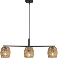 Rattan Pendant Light,3-Light Hand Wove Boho Chandelier Light Fixture,Farmhouse Wicker Light Fixture,Boho Hanging Light for Kitchen Island, Dining Room, Bar, Living Room