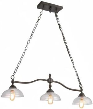 LOG BARN Dining Room Light Fixture Hanging, Farmhouse Chandelier in Rustic Black Metal with Clear Glass Shades, Adjustable Chains, Pendant for Kitchen Island - Image 10