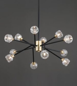 AMZASA Crystal Chandeliers, Modern Black and Gold Sputnik Pendant Lighting, 12 Lights Mid Century Ceiling Light Fixtures for Dining Room Kitchen Island Living Room Bedroom Bar,UL - Image 2