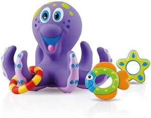 Nuby Floating Octopus Toy with 3 Hoopla Rings - Baby Bath Toy for Boys and Girls - 18+ Months - Purple (Pack of 1) - Image 4