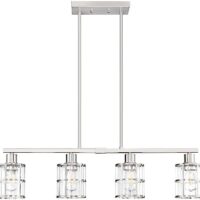 4 Light Kitchen Island Chandelier Brushed Nickel Finish Modern Pendant Light Ceiling Lighting Fixture Metal Clear Glass Dining Room Bar Café Kitchen Island