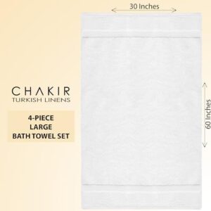Chakir Turkish Linens 100% Cotton Premium Turkish Towels for Bathroom | 30'' x 60'' Large Bath Towels (4 Piece, White) - Image 5